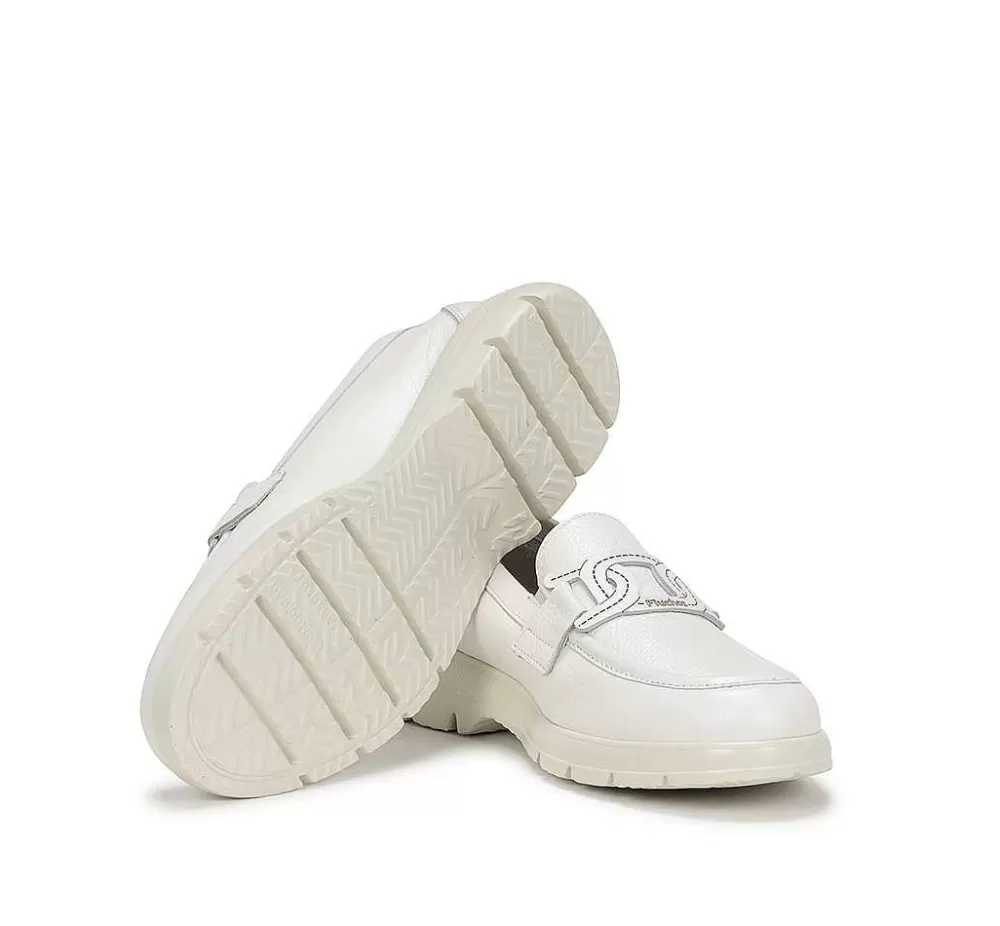 Zapatos De Tacon<Fluchos Gladis F1688 Mocasin Blanco