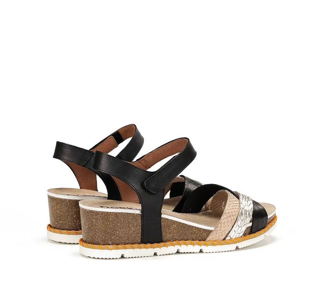 Sandalias<Fluchos Gold D9320 Sandalia Negra