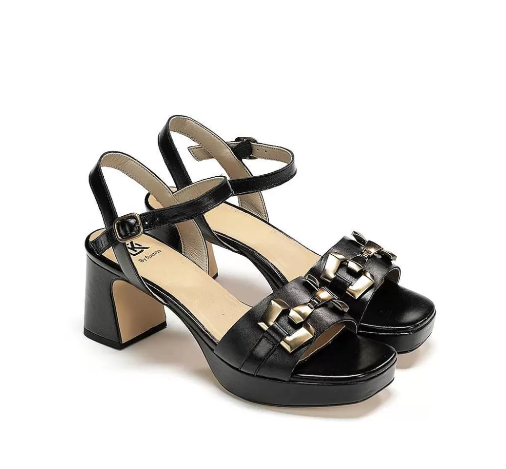 Zapatos De Tacon<Fluchos Lyra D9253 Sandalia Negra